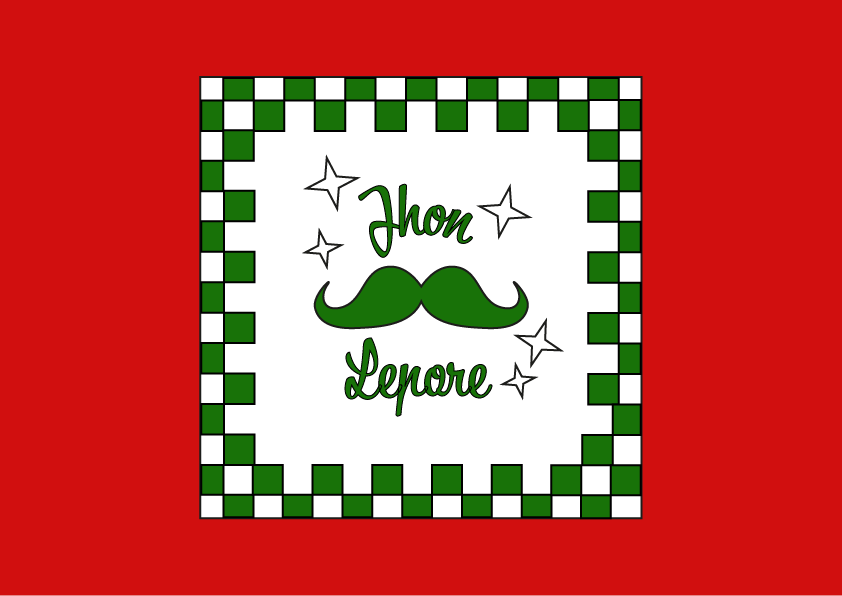 boite à pizza blanch et verte avec logo moustache