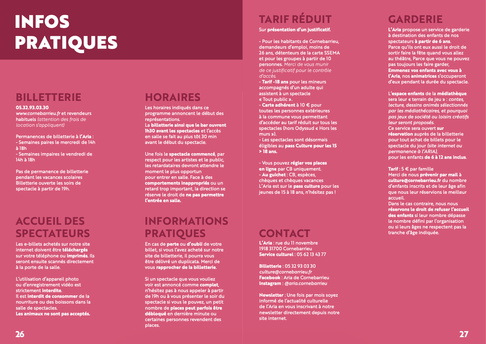 mise en page infos pratiques