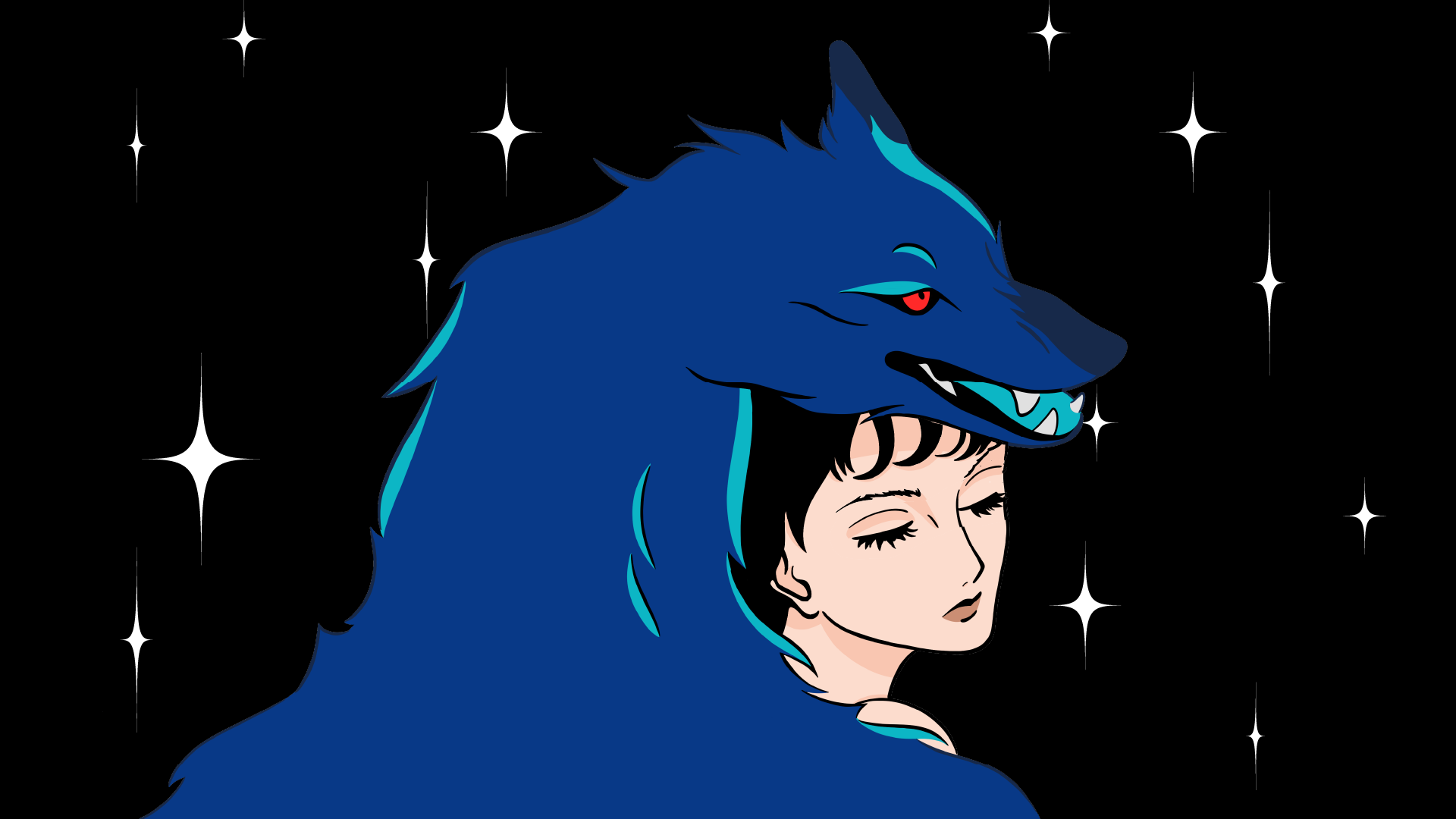 Dessin femme loup